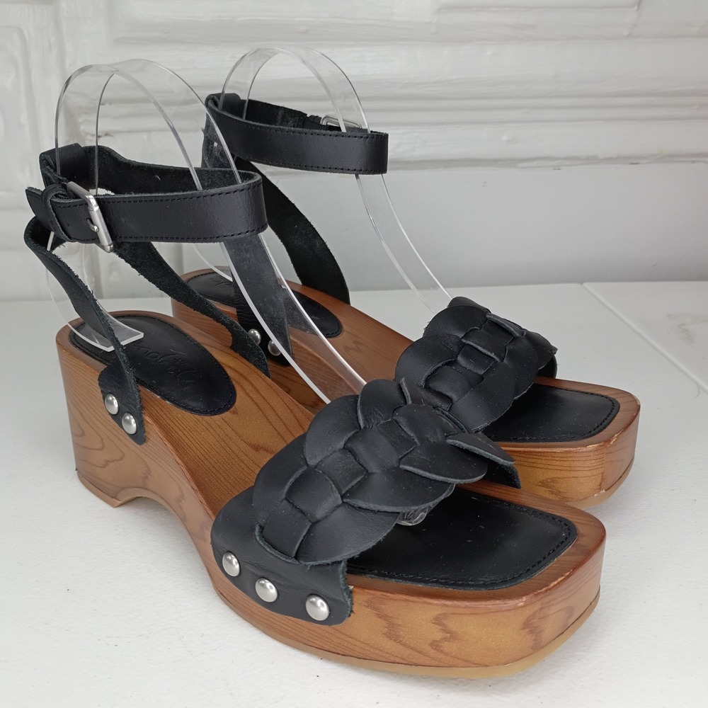 Splendid Barie Platform Sandals 9 Black Braided Leather
